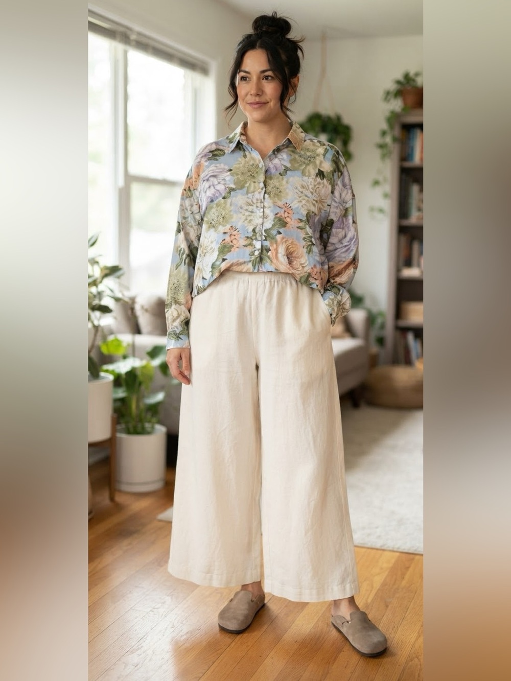 Rachel Zoe Floral Button Down 100% Silk Blouse